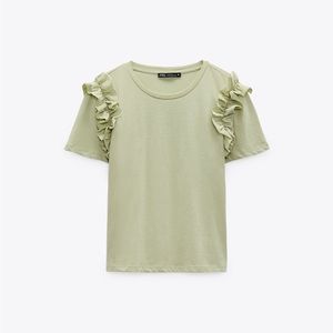 Zara RUFFLED T-SHIRT